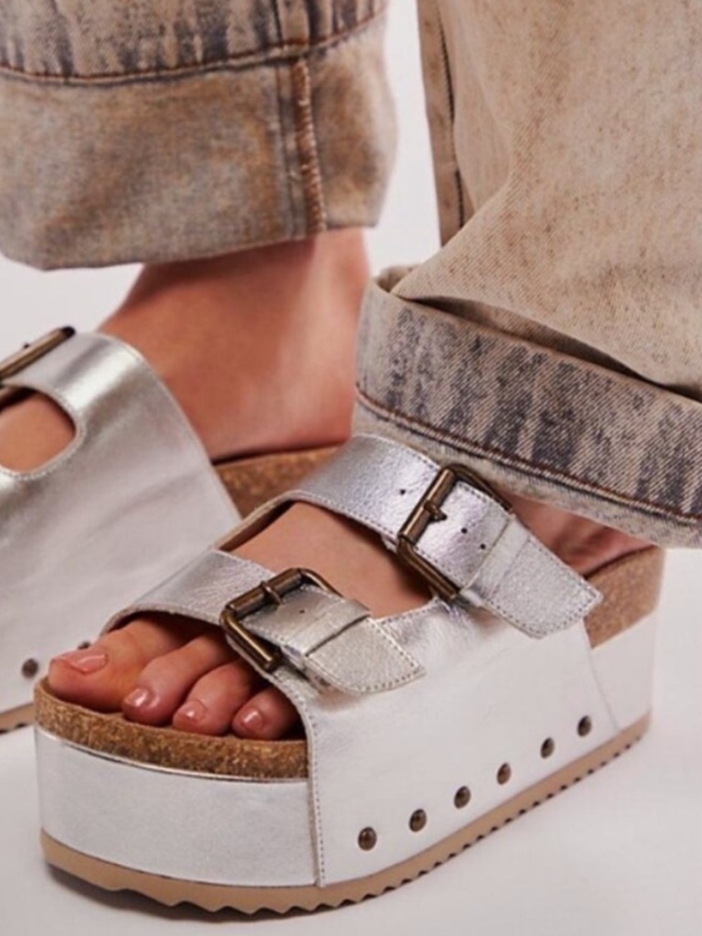 NWOT Free People Intentionally Blank Rule Breaker Flatform Sandals Size 38